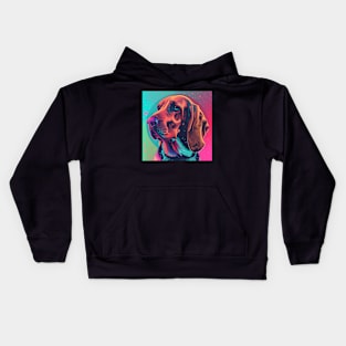 70s Bloodhound Vibes: Pastel Pup Parade Kids Hoodie